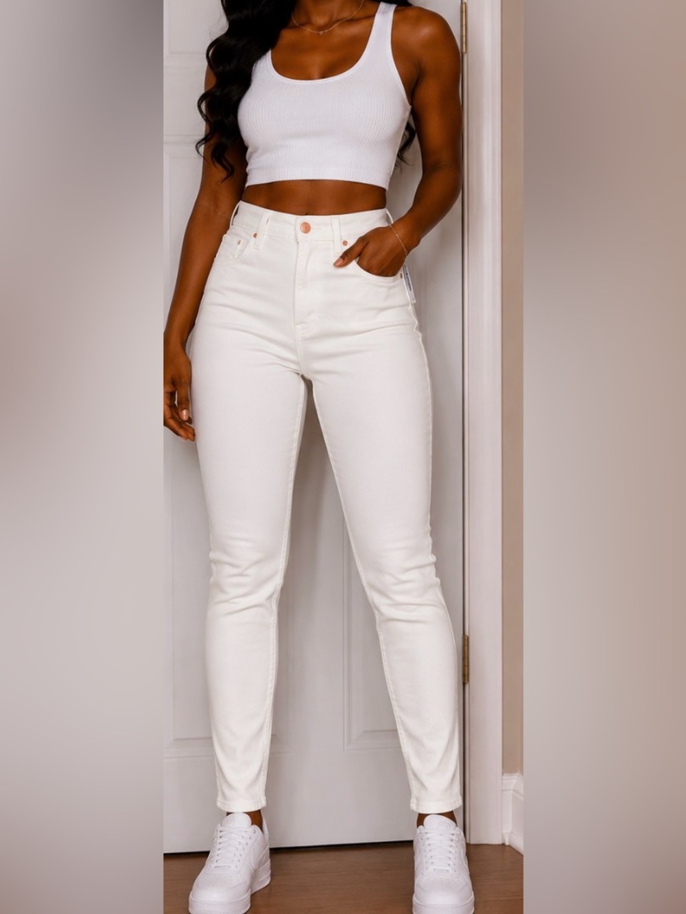 Women’s Tall High-Rise White Skinny Jeans